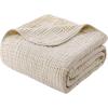 imageYoofoss Muslin Blanket 100 Organic Cotton Throw Large 50quot x 60quot for Bed Couch Summer Gauze Blanket for Adults Lightweight and Breathable Apricot WhiteApricot White