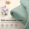 imageYoofoss Muslin Blanket 100 Organic Cotton Throw Large 50quot x 60quot for Bed Couch Summer Gauze Blanket for Adults Lightweight and Breathable Apricot WhiteDark Green