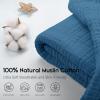 imageYoofoss Muslin Blanket 100 Organic Cotton Throw Large 50quot x 60quot for Bed Couch Summer Gauze Blanket for Adults Lightweight and Breathable Apricot WhiteDark Blue