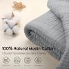 imageYoofoss Muslin Blanket 100 Organic Cotton Throw Large 50quot x 60quot for Bed Couch Summer Gauze Blanket for Adults Lightweight and Breathable Apricot WhiteGrey
