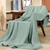 imageYoofoss Muslin Blanket 100 Organic Cotton Throw Large 50quot x 60quot for Bed Couch Summer Gauze Blanket for Adults Lightweight and Breathable Apricot WhiteDark Green