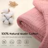 imageYoofoss Muslin Blanket 100 Organic Cotton Throw Large 50quot x 60quot for Bed Couch Summer Gauze Blanket for Adults Lightweight and Breathable Apricot WhiteBean Paste