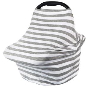 imageNursing Cover Breastfeeding Scarf  Baby Car Seat Covers Infant Stroller Cover Carseat Canopy for Girls and Boys by YOOFOSS Grey Stripe