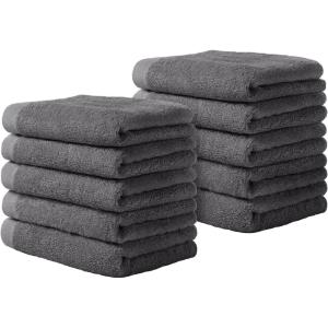 imageYoofoss Luxury Washcloths Towel Set 10 Pack Baby Wash Cloth for BathroomHotelSpaKitchen MultiPurpose Fingertip Towels ampamp Face ClothsDark Grey