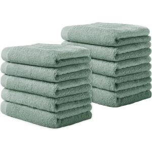imageYoofoss Luxury Washcloths Towel Set 10 Pack Baby Wash Cloth for BathroomHotelSpaKitchen MultiPurpose Fingertip Towels ampamp Face ClothsGreen