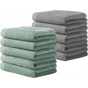 imageYoofoss Luxury Washcloths Towel Set 10 Pack Baby Wash Cloth for BathroomHotelSpaKitchen MultiPurpose Fingertip Towels ampamp Face ClothsGreengrey