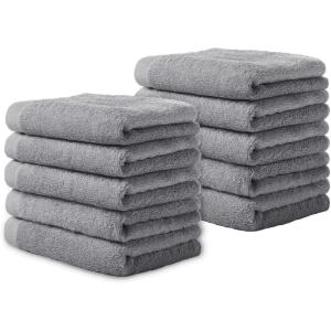 imageYoofoss Luxury Washcloths Towel Set 10 Pack Baby Wash Cloth for BathroomHotelSpaKitchen MultiPurpose Fingertip Towels ampamp Face ClothsLight Grey