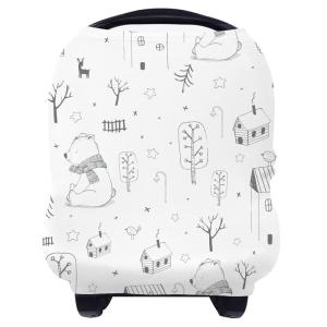 imageYoofoss Nursing Cover Breastfeeding Scarf  Baby Car Seat Covers Infant Stroller Cover Strechy Carseat Canopy for Boys and GirlsBear
