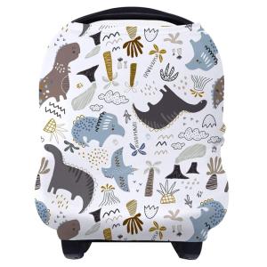 imageYoofoss Nursing Cover Breastfeeding Scarf  Baby Car Seat Covers Infant Stroller Cover Strechy Carseat Canopy for Boys and GirlsDinosaur