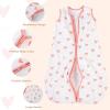 imageYoofoss Baby Sleep Sack 06 Months 15 Tog Baby Wearable Blanket with 2Way Zipper 100 Organic Cotton Fabric Winter Infant Sleeping Sack Warm Soft ComfyPink  Heart  Butterfly