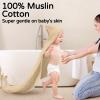 imageYoofoss Hooded Baby Towels for Newborn 2 Pack 100 Muslin Organic Cotton Baby Bath Towel with Hood for Babies Infant Toddler and Kids 32x32Inch Soft and Absorbent Newborn Essential BeigeampampCoffeeBeige Floral