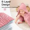 imageYoofoss Hooded Baby Towels for Newborn 2 Pack 100 Muslin Organic Cotton Baby Bath Towel with Hood for Babies Infant Toddler and Kids 32x32Inch Soft and Absorbent Newborn Essential BeigeampampCoffeeBeige  Bean Paste