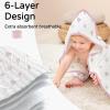 imageYoofoss Hooded Baby Towels for Newborn 2 Pack 100 Muslin Organic Cotton Baby Bath Towel with Hood for Babies Infant Toddler and Kids 32x32Inch Soft and Absorbent Newborn Essential BeigeampampCoffeePink and White Leaf