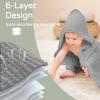 imageYoofoss Hooded Baby Towels for Newborn 2 Pack 100 Muslin Organic Cotton Baby Bath Towel with Hood for Babies Infant Toddler and Kids 32x32Inch Soft and Absorbent Newborn Essential BeigeampampCoffeeGrey and Dark Green