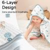 imageYoofoss Hooded Baby Towels for Newborn 2 Pack 100 Muslin Organic Cotton Baby Bath Towel with Hood for Babies Infant Toddler and Kids 32x32Inch Soft and Absorbent Newborn Essential BeigeampampCoffeeBlue and White Elephant