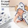 imageYoofoss Hooded Baby Towels for Newborn 2 Pack 100 Muslin Organic Cotton Baby Bath Towel with Hood for Babies Infant Toddler and Kids 32x32Inch Soft and Absorbent Newborn Essential BeigeampampCoffeeNavy Dinosaur