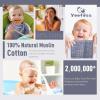 imageYoofoss Muslin Burp Cloths for Baby 10 Pack 100 Organic Cotton Baby Washcloths for Boys Girls Large 20X10 Super Soft and Absorbent WhiteFog Blue