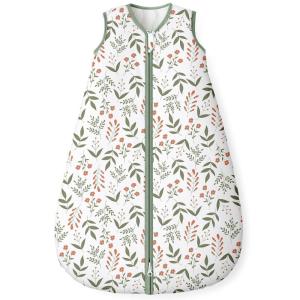 imageYoofoss Baby Sleep Sack 06 Months 15 Tog Baby Wearable Blanket with 2Way Zipper 100 Organic Cotton Fabric Winter Infant Sleeping Sack Warm Soft Comfy15 Togyellow Flowers and Green Leaves