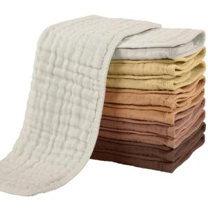 imageYoofoss Muslin Burp Cloths for Baby 10 Pack 100 Organic Cotton Baby Washcloths for Boys Girls Large 20X10 Super Soft and Absorbent WhiteGradient Brown