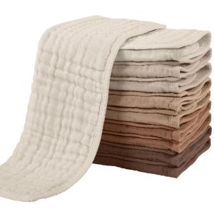 imageYoofoss Muslin Burp Cloths for Baby 10 Pack 100 Organic Cotton Baby Washcloths for Boys Girls Large 20X10 Super Soft and Absorbent WhiteGradient Coffee