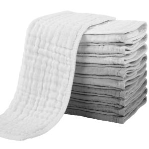 imageYoofoss Muslin Burp Cloths for Baby 10 Pack 100 Organic Cotton Baby Washcloths for Boys Girls Large 20X10 Super Soft and Absorbent WhiteGradient Grey