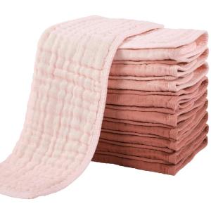imageYoofoss Muslin Burp Cloths for Baby 10 Pack 100 Organic Cotton Baby Washcloths for Boys Girls Large 20X10 Super Soft and Absorbent WhiteGradient Pink