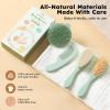 imageYoofoss 4 Piece Baby Hair Brush and Comb SetWooden Baby Hair Brush with Natural Ultra Soft Goat Hair Baby Comb Set for Boy Girl  GreenGreen