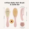 imageYoofoss 4 Piece Baby Hair Brush and Comb SetWooden Baby Hair Brush with Natural Ultra Soft Goat Hair Baby Comb Set for Boy Girl  GreenPink