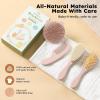 imageYoofoss 4 Piece Baby Hair Brush and Comb SetWooden Baby Hair Brush with Natural Ultra Soft Goat Hair Baby Comb Set for Boy Girl  GreenPink