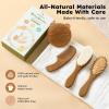 imageYoofoss 4 Piece Baby Hair Brush and Comb SetWooden Baby Hair Brush with Natural Ultra Soft Goat Hair Baby Comb Set for Boy Girl  GreenWalnut