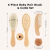 imageYoofoss 4 Piece Baby Hair Brush and Comb SetWooden Baby Hair Brush with Natural Ultra Soft Goat Hair Baby Comb Set for Boy Girl  GreenWood