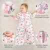 imageYoofoss Baby Sleep Sack 06 Months 10 Tog Long Sleeve Sleep Sack Organic Cotton Wearable Blanket for Newborns 2Way Zipper Quilted Sleeping SacksSmallPink Flowers