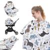 imageYoofoss Nursing Cover Breastfeeding Scarf  Baby Car Seat Covers Infant Stroller Cover Strechy Carseat Canopy for Boys and Girls BearDinosaur
