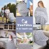 imageYoofoss Nursing Cover Breastfeeding Scarf  Baby Car Seat Covers Infant Stroller Cover Strechy Carseat Canopy for Boys and Girls BearGrey