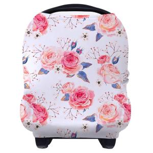 imageYoofoss Nursing Cover Breastfeeding Scarf  Baby Car Seat Covers Infant Stroller Cover Strechy Carseat Canopy for Boys and Girls BearFlower