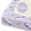 imageYoofoss Baby Crib Sheets for Boys Girls Fitted Crib Sheet 2 Pack for Standard Crib and Toddler Mattress Super Soft Microfiber Baby Sheet 28x52x8inGreenLeafPurpleunicorn