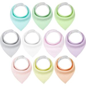 imageYoofoss Baby Bibs 10 Pack Soft and Absorbent Baby Bandana Drool Bibs for Boys GirlsPinkgreen