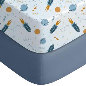 imageYoofoss Baby Crib Sheets for Boys Girls Fitted Crib Sheet 2 Pack for Standard Crib and Toddler Mattress Super Soft Microfiber Baby Sheet 28x52x8inGreenLeafBlue Rocket