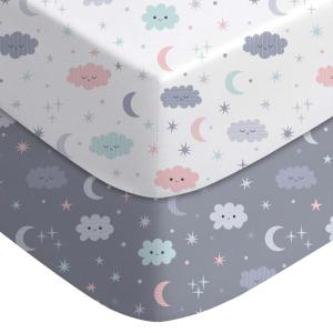 imageYoofoss Baby Crib Sheets for Boys Girls Fitted Crib Sheet 2 Pack for Standard Crib and Toddler Mattress Super Soft Microfiber Baby Sheet 28x52x8inGreenLeafGrey