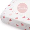 imageYoofoss Bassinet Sheets Baby Girl Boy Fitted Bassinet Sheet Set 2 Pack Universal Fit for Cradle Moses Basket Oval Rectangle Round Hourglass Mattress Soft Breathable PinkLove