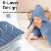 imageYoofoss Hooded Baby Towels for Newborn 100 Muslin Cotton Baby Bath Towel with Hood for Babies Infant Toddler and Kids Large 32x32Inch Soft and Absorbent Newborn Essential1pack Dark Blue