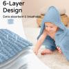 imageYoofoss Hooded Baby Towels for Newborn 2 Pack 100 Muslin Organic Cotton Baby Bath Towel with Hood for Babies Infant Toddler and Kids Large 32x32Inch Soft and Absorbent Newborn EssentialBlue and Green