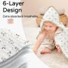 imageYoofoss Hooded Baby Towels for Newborn 2 Pack 100 Muslin Organic Cotton Baby Bath Towel with Hood for Babies Infant Toddler and Kids Large 32x32Inch Soft and Absorbent Newborn EssentialBeige Floral