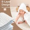 imageYoofoss Hooded Baby Towels for Newborn 2 Pack 100 Muslin Organic Cotton Baby Bath Towel with Hood for Babies Infant Toddler and Kids Large 32x32Inch Soft and Absorbent Newborn EssentialWhite2 Pack