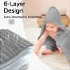 imageYoofoss Hooded Baby Towels for Newborn 2 Pack 100 Muslin Organic Cotton Baby Bath Towel with Hood for Babies Infant Toddler and Kids Large 32x32Inch Soft and Absorbent Newborn EssentialGrey and Dark Blue