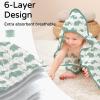 imageYoofoss Hooded Baby Towels for Newborn 2 Pack 100 Muslin Organic Cotton Baby Bath Towel with Hood for Babies Infant Toddler and Kids Large 32x32Inch Soft and Absorbent Newborn EssentialGreen Elephant