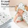 imageYoofoss Hooded Baby Towels for Newborn 2 Pack 100 Muslin Organic Cotton Baby Bath Towel with Hood for Babies Infant Toddler and Kids Large 32x32Inch Soft and Absorbent Newborn EssentialGreen and White Forest