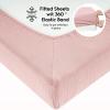 imageYoofoss Muslin Crib Sheets for Boys Girls 100 Cotton Fitted Baby Crib Sheet 2 Pack Soft and Breathable for Standard Crib Mattress ampamp Toddler Mattress 52quotx28quotCreampink