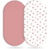 imageYoofoss Bassinet Sheets Baby Girl Boy Fitted Bassinet Sheet Set 2 Pack Universal Fit for Cradle Moses Basket Oval Rectangle Round Hourglass Mattress Soft Breathable PinkLove
