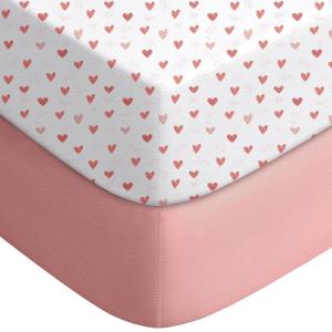 imageYoofoss Baby Crib Sheets for Boys Girls Fitted Crib Sheet 2 Pack for Standard Crib and Toddler Mattress Super Soft Microfiber Baby Sheet 28x52x8inApricotGreenPinklove